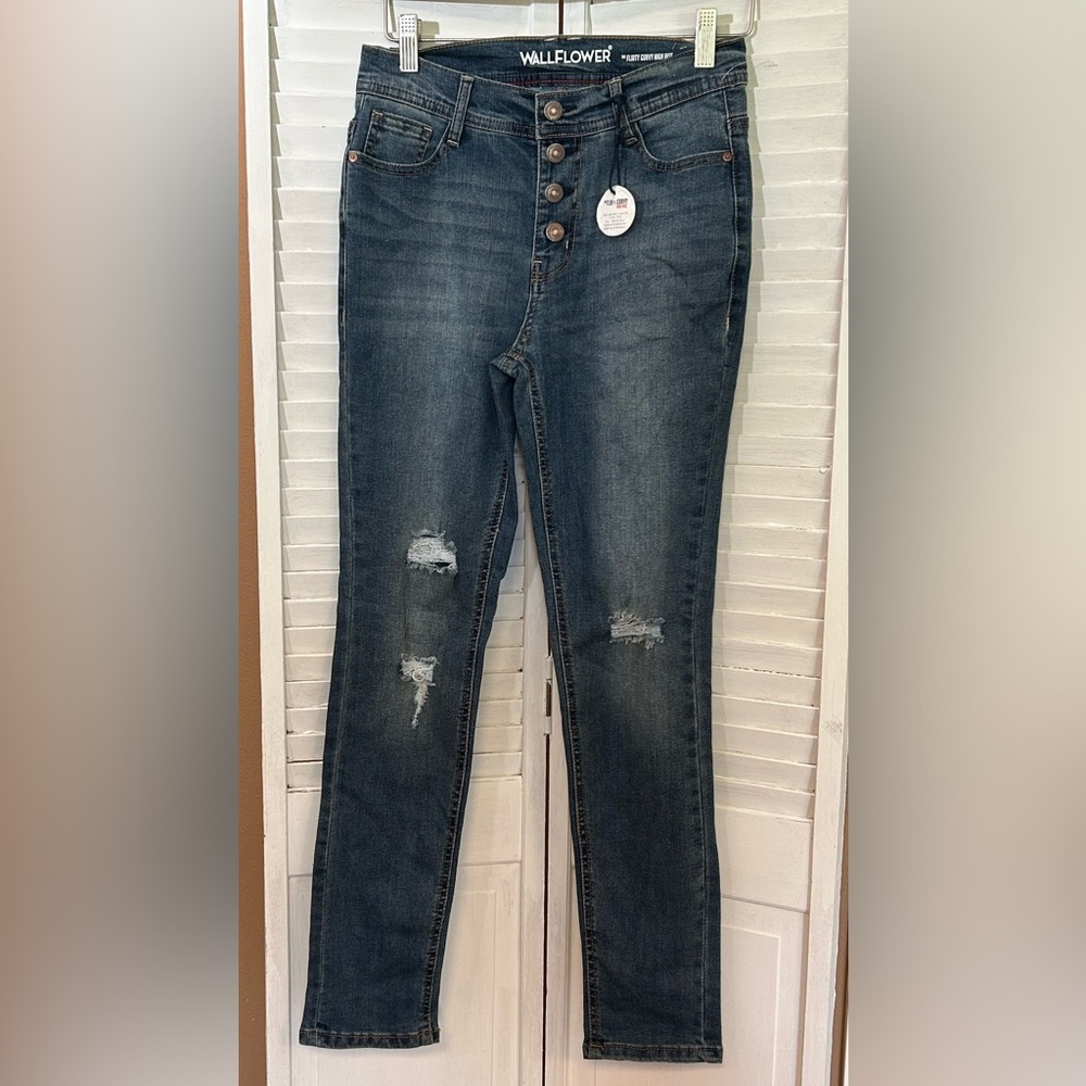 Wallflower juniors size 3 Flirty Curvy High Rise Skinny Stretch blue jeans NWT